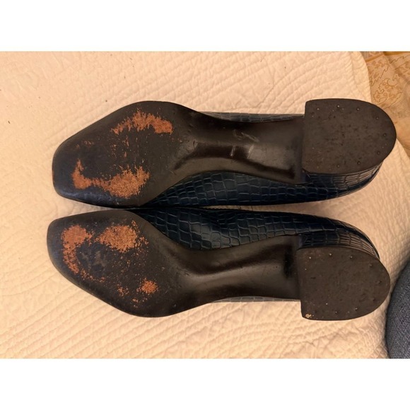 VINTAGE* RARE sz 6 DeLiso Blue Gator-embossed Go-Go Heels Retro PumpsShoes … - Picture 13 of 13